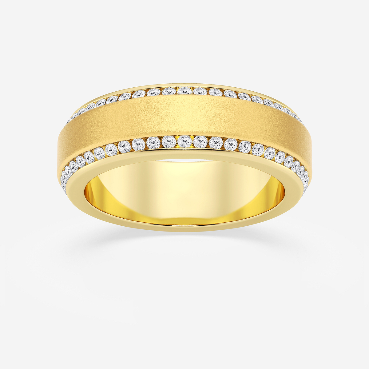 1 ctw Round Lab Grown Diamond 7mm Beveled Edge Sandblast Finish Eternity Band